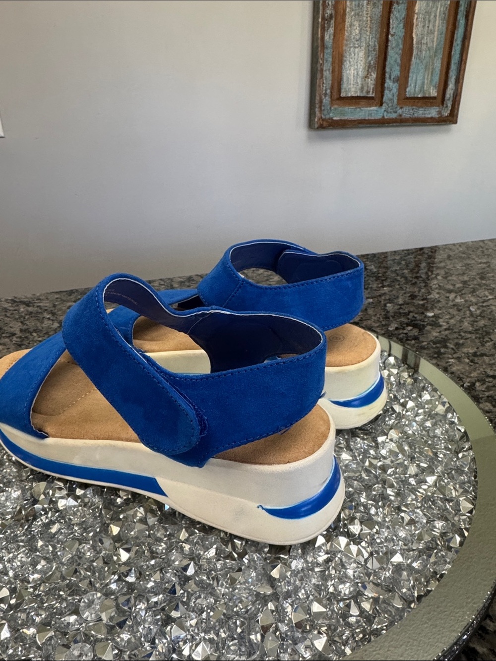 Rouge! Royal Blue Suede Platform Sandals 8 - Picture 5 of 9